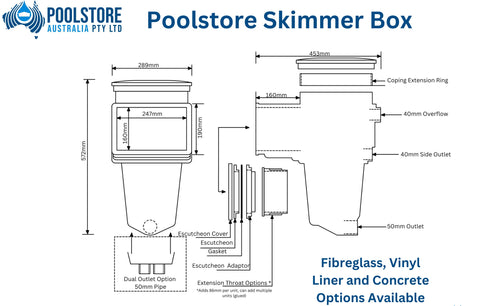 Poolstore C600 skimmer box - Concrete model