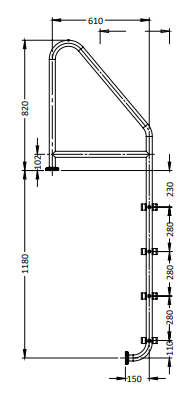 HD 4-STEP LADDER - FLANGED T&B