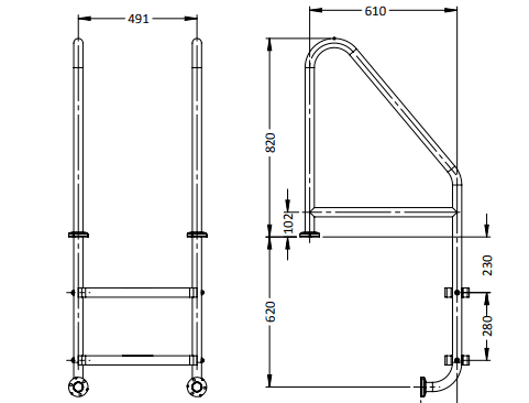 Commercial Pool Ladder. 316 Stainless Steel